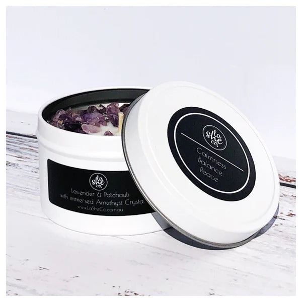 Lavender & Patchouli Crystal Candle Tin